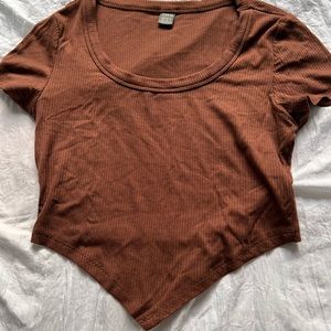 Shein Asymmetrical Hem Rib-Knot Top